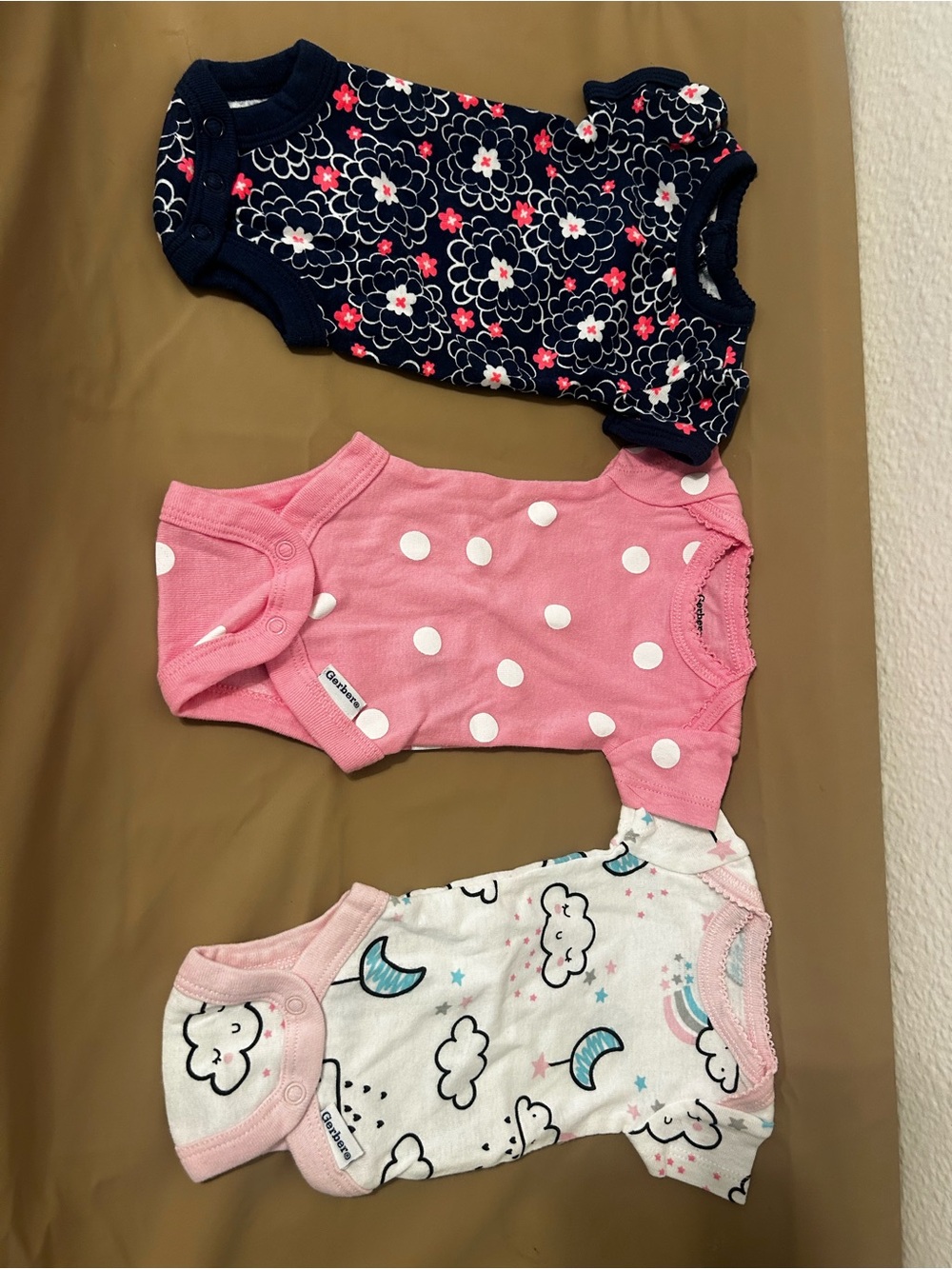 Gerber+ Carter’s Baby Girls 3-Pack Sleeveless Bodysuits - Pink / Navy / White